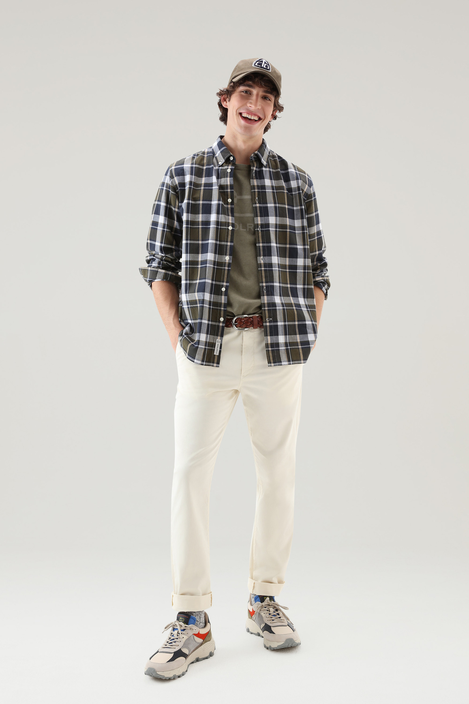 Chemise Madras à carreaux en popeline de pur coton vert photo 2 | Woolrich
