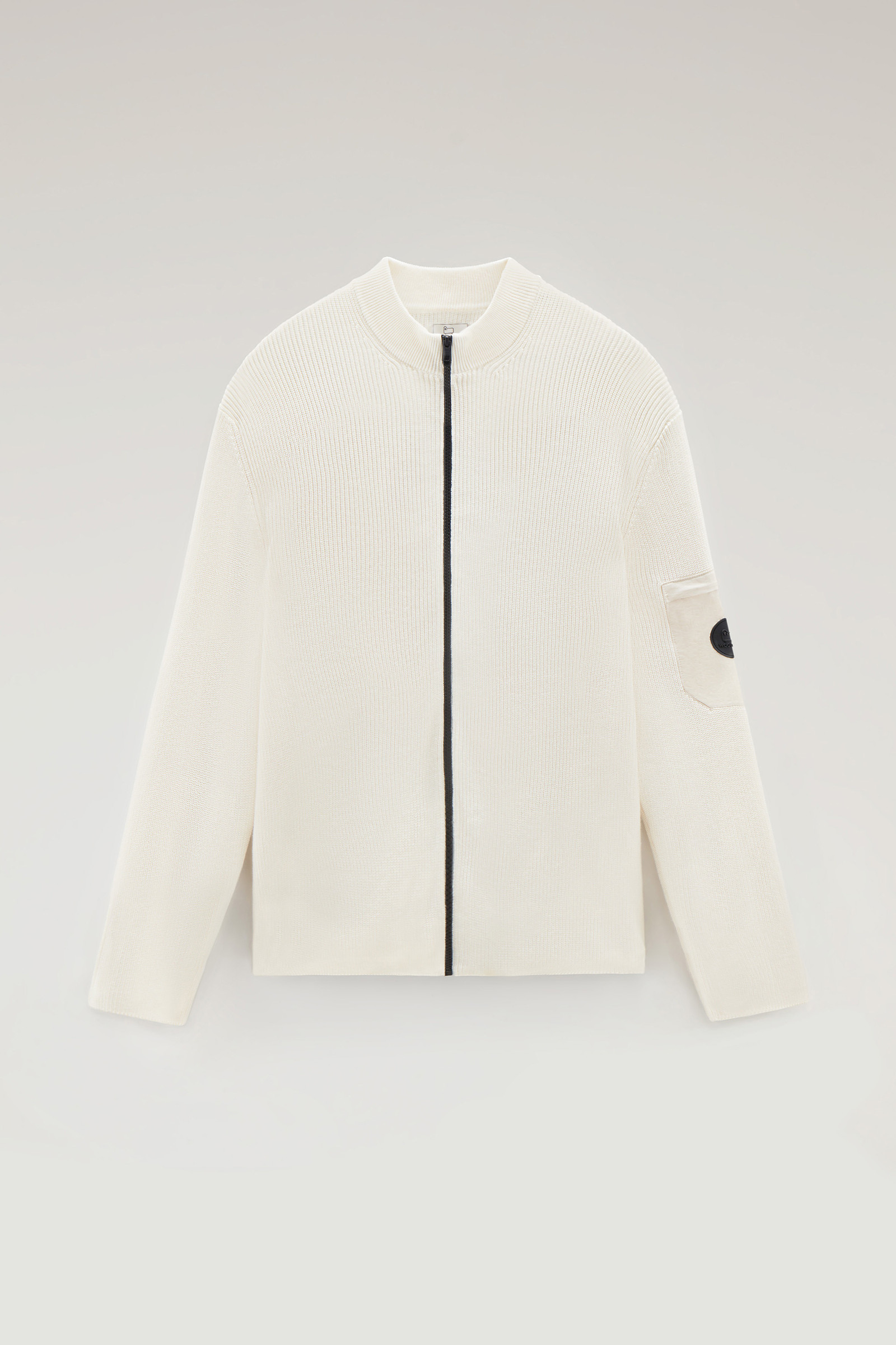Maille en pur coton avec fermeture zippée intégrale blanc photo 5 | Woolrich