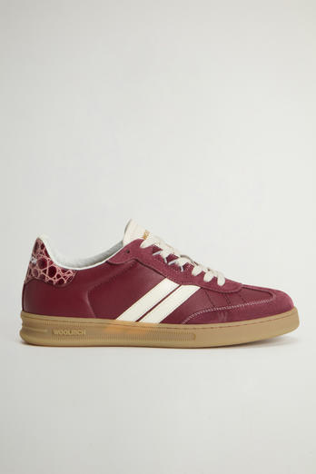 Doubleu Tennis Sneakers in Leather with Suede Inserts Red | Woolrich