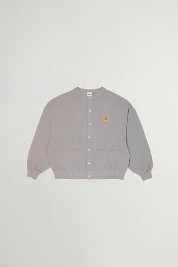 Crewneck Cardigan in Pure Cotton Pique Gray photo 1 | Woolrich