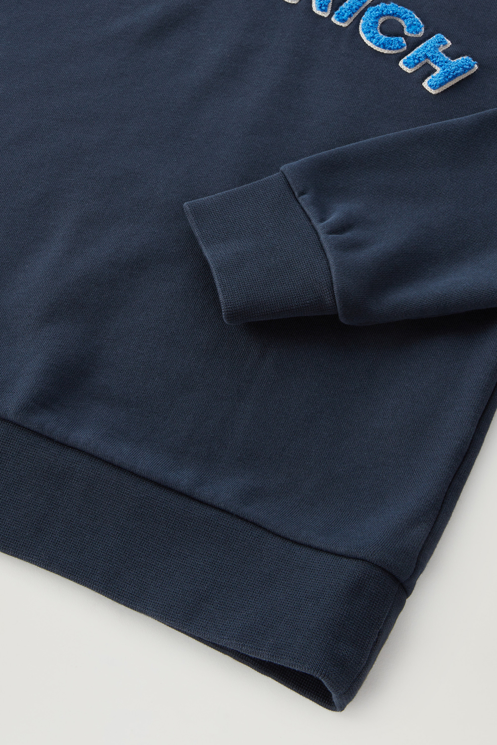 Sweat-shirt à capuche Varsity pour garçon en pur coton bleu photo 4 | Woolrich