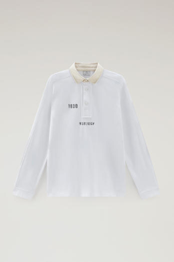 Long-Sleeved Polo Shirt in Pure Cotton White | Woolrich