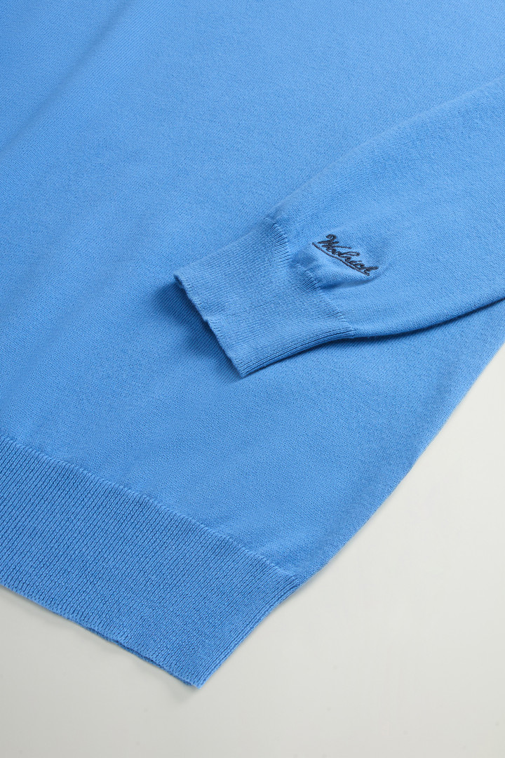 Crewneck Sweater in Pure Cotton with Embroidered Logo Blue photo 7 | Woolrich