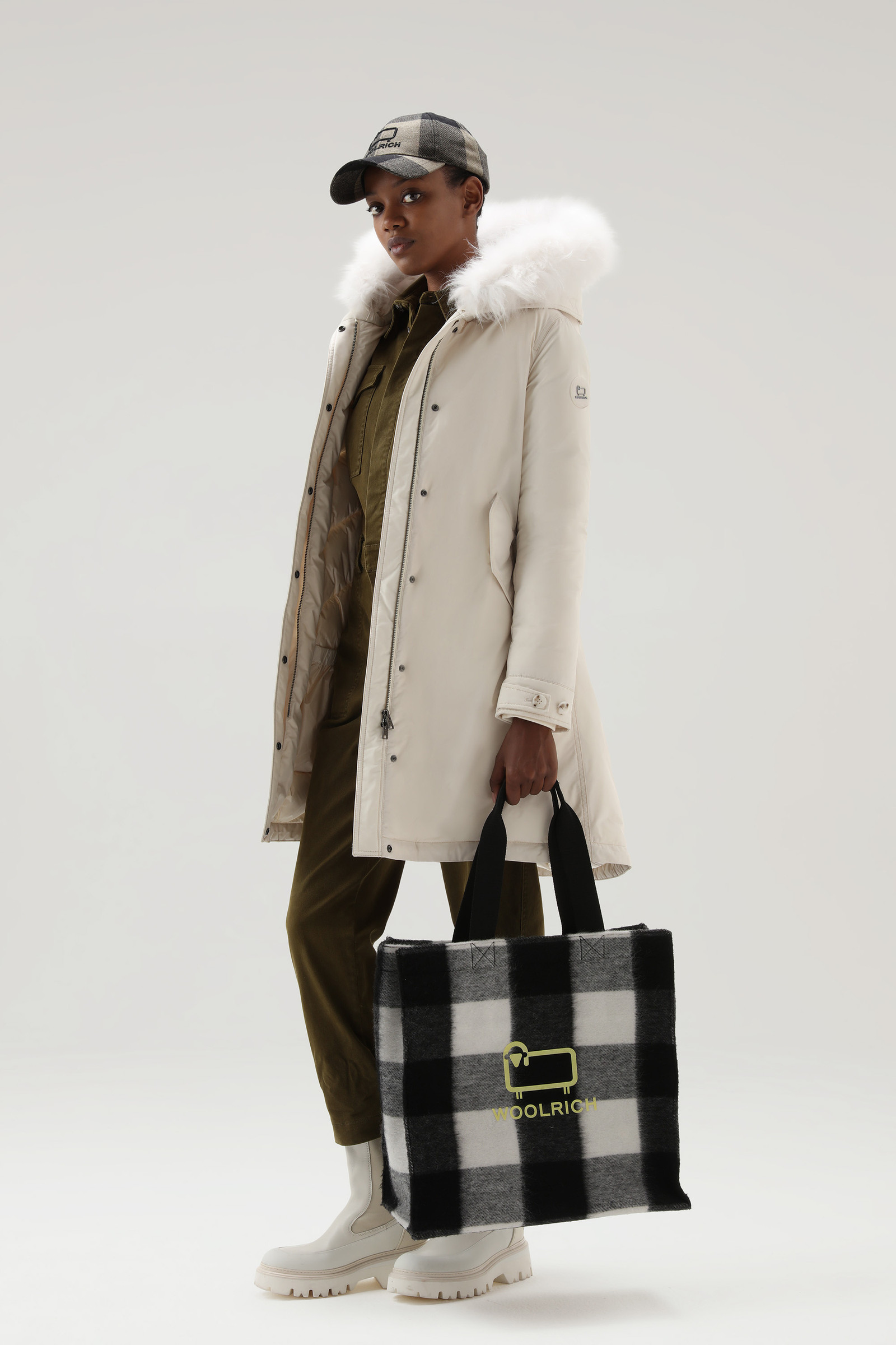 Keystone Parka in Urban Touch lungo con pelliccia di cashmere bianco photo 2 | Woolrich