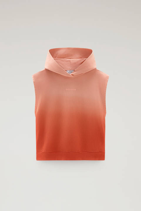 Sleeveless Hoodie in Garment-Dyed Pure Cotton Pink photo 2 | Woolrich