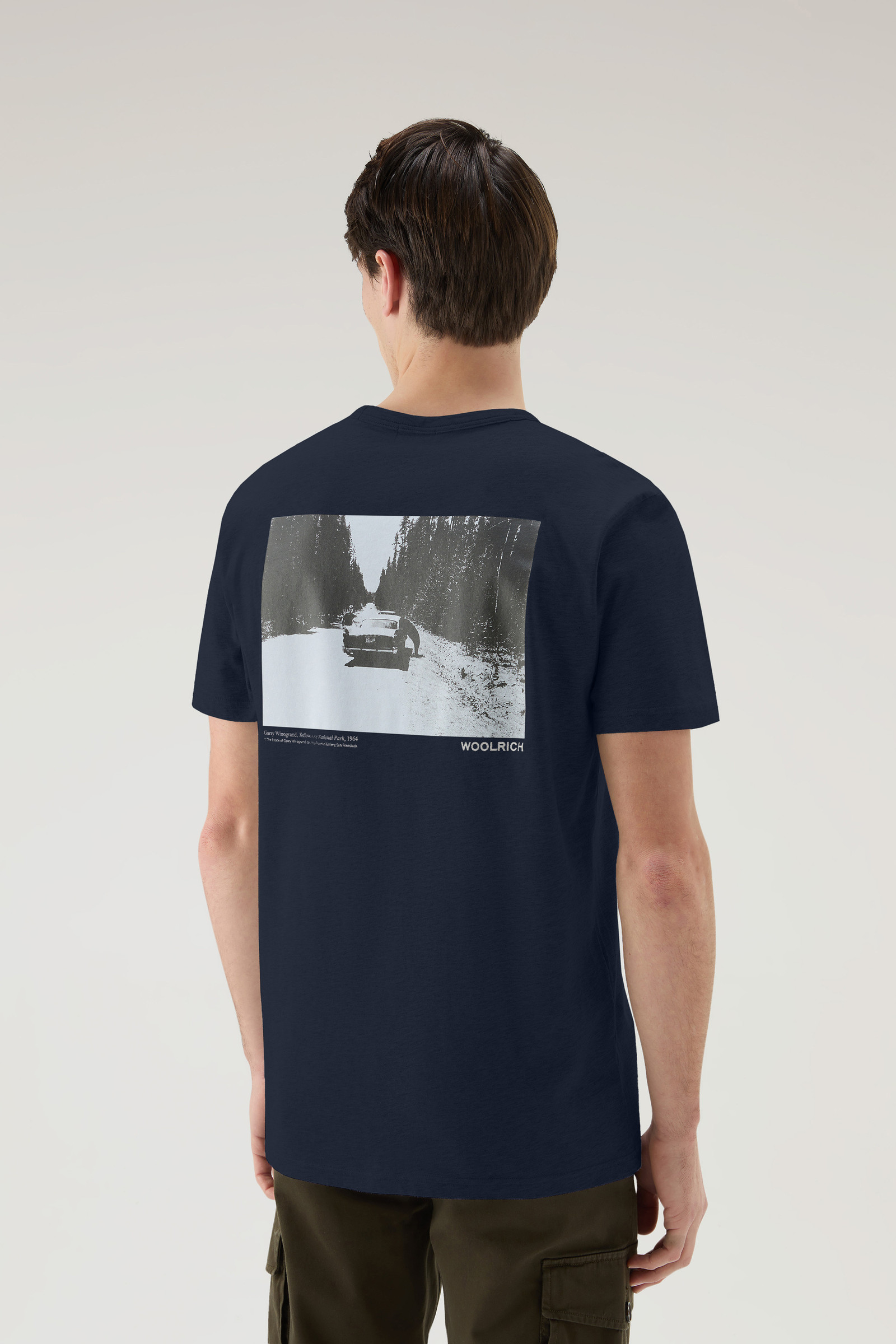 T-shirt en pur coton avec imprimé Yellowstone bleu photo 3 | Woolrich