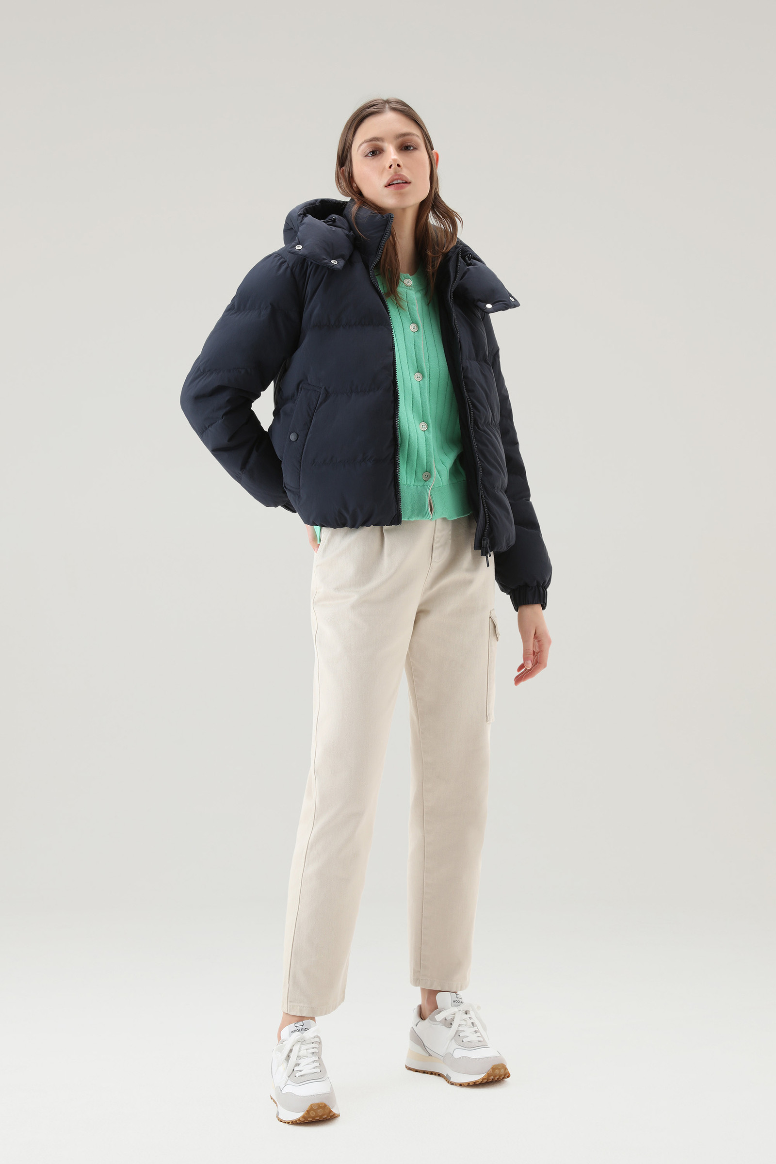 Pantaloni cargo tinti in capo in twill di puro cotone bianco photo 2 | Woolrich