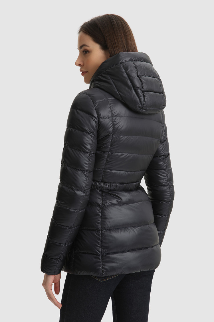 Giacca trapuntata Abbie in nylon satin con cappuccio