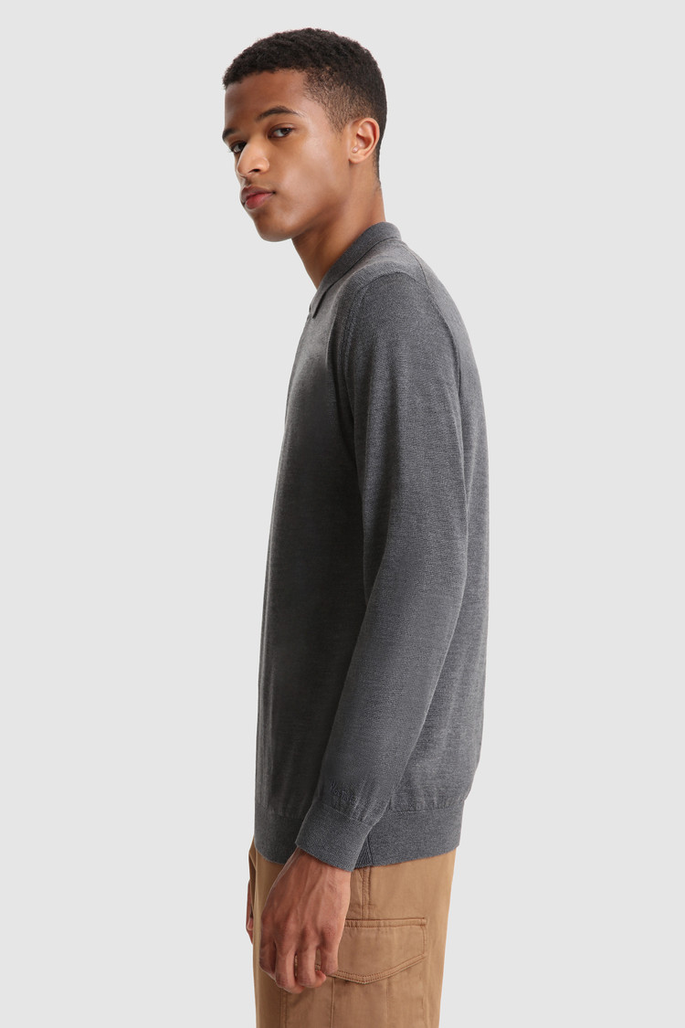Maglia polo in lana merino extrafine