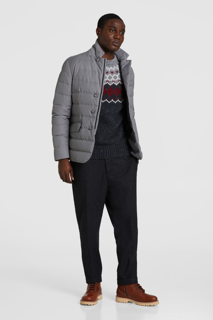 Maglione girocollo jacquard misto lana