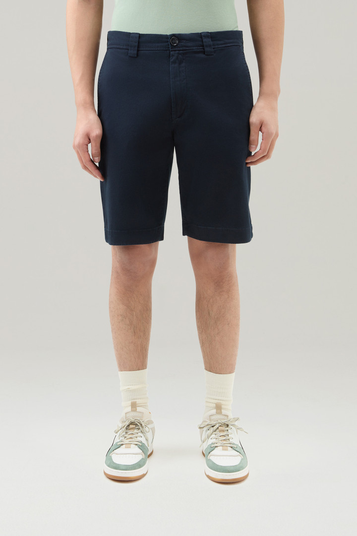 Garment-Dyed Chino Shorts in Stretch Cotton Blue photo 1 | Woolrich