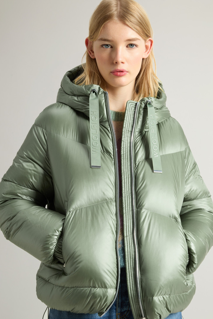 Aliquippa Short Down Jacket in Glossy Nylon Green photo 4 | Woolrich