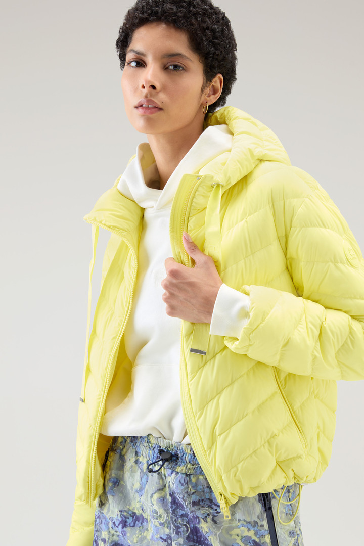 Microfibre Jacket with Chevron Quilting and Hood Yellow photo 4 | Woolrich