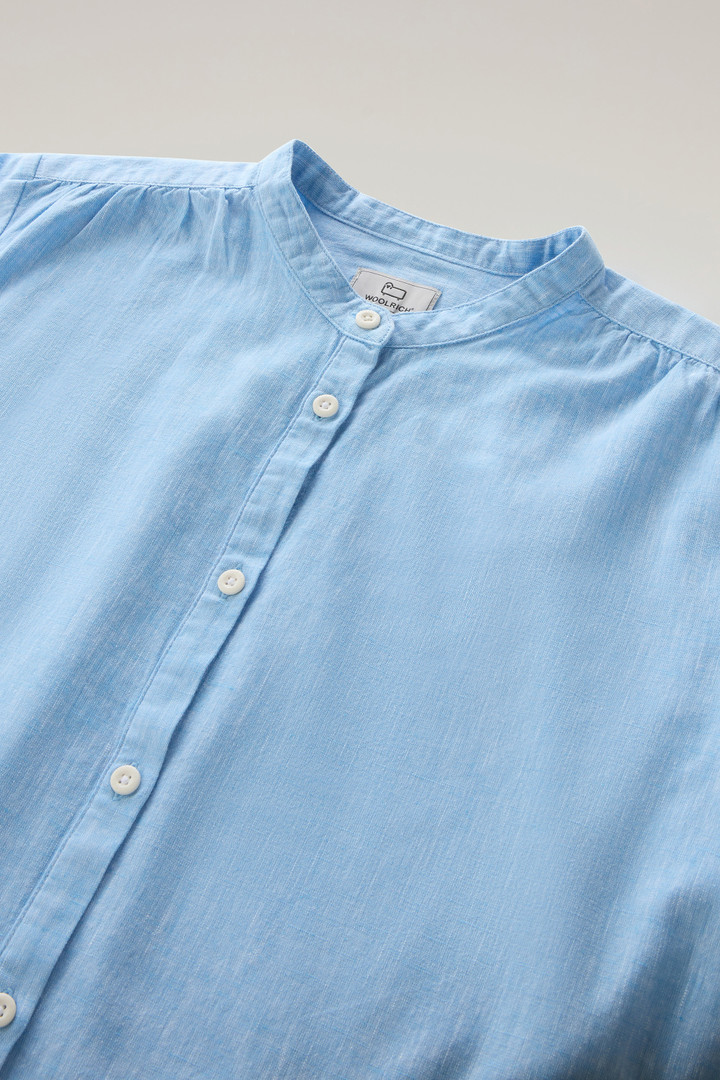 Girls' Band Collar Shirt in Cotton-linen Blend Blue photo 6 | Woolrich