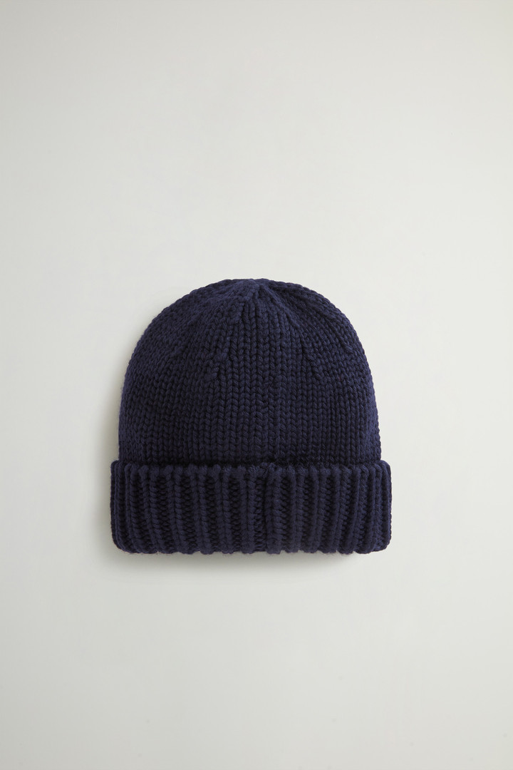 Boys’ Beanie in Pure Virgin Wool with Embroidered Logo Blue photo 2 | Woolrich