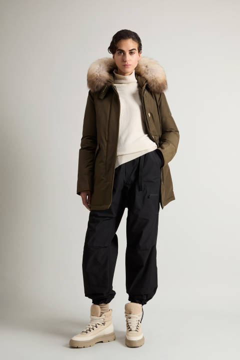 Arctic Parka in Ramar Cloth with Detachable Fur Trim Green | Woolrich