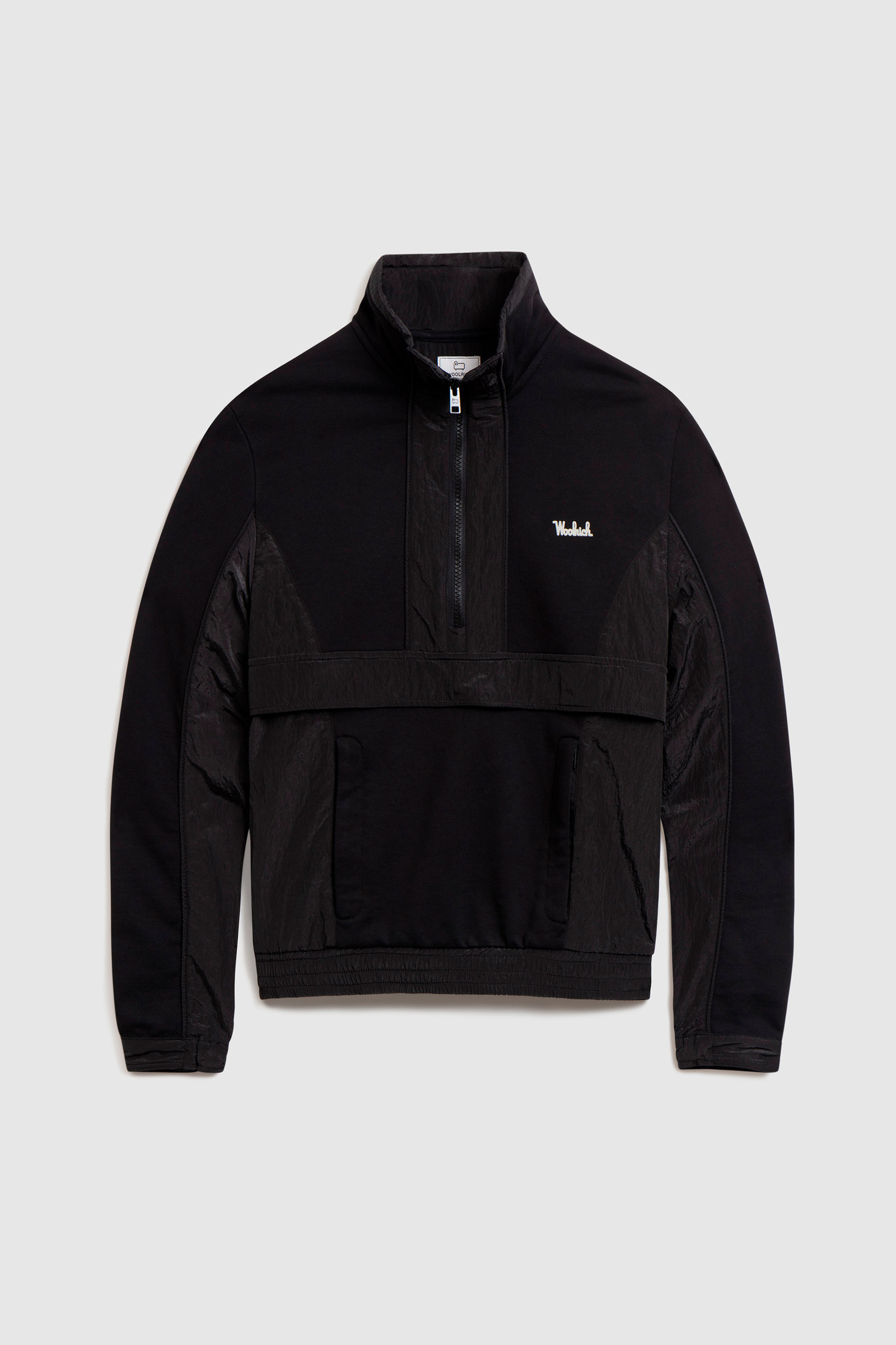 Sweatshirt mit Stehkragen und Crinkle-Nylon-Details Schwarz photo 4 | Woolrich