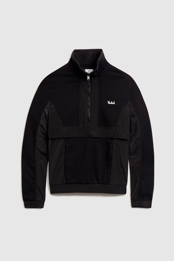 Sweatshirt mit Stehkragen und Crinkle-Nylon-Details Schwarz photo 4 | Woolrich
