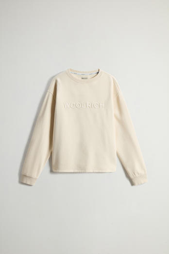 Pure Cotton Crewneck Sweatshirt with Embroidered Lettering on the Chest White photo 1 | Woolrich