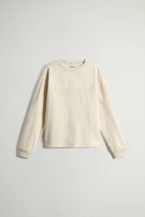 Pure Cotton Crewneck Sweatshirt with Embroidered Lettering on the Chest White photo 2 | Woolrich