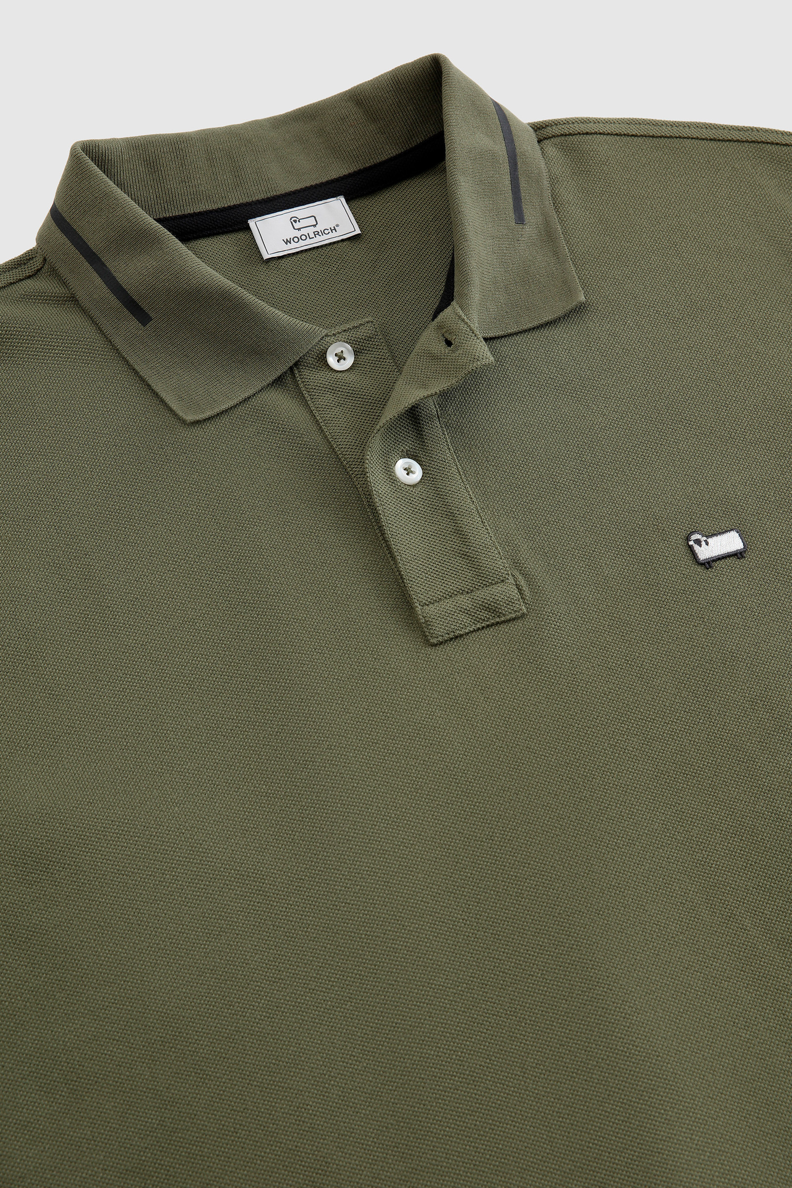 Polo in puro cotone con logo vintage sul colletto verde photo 5 | Woolrich