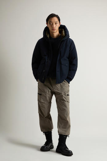 Ramar Cloth Bomber Jacket with Hood Blue | Woolrich