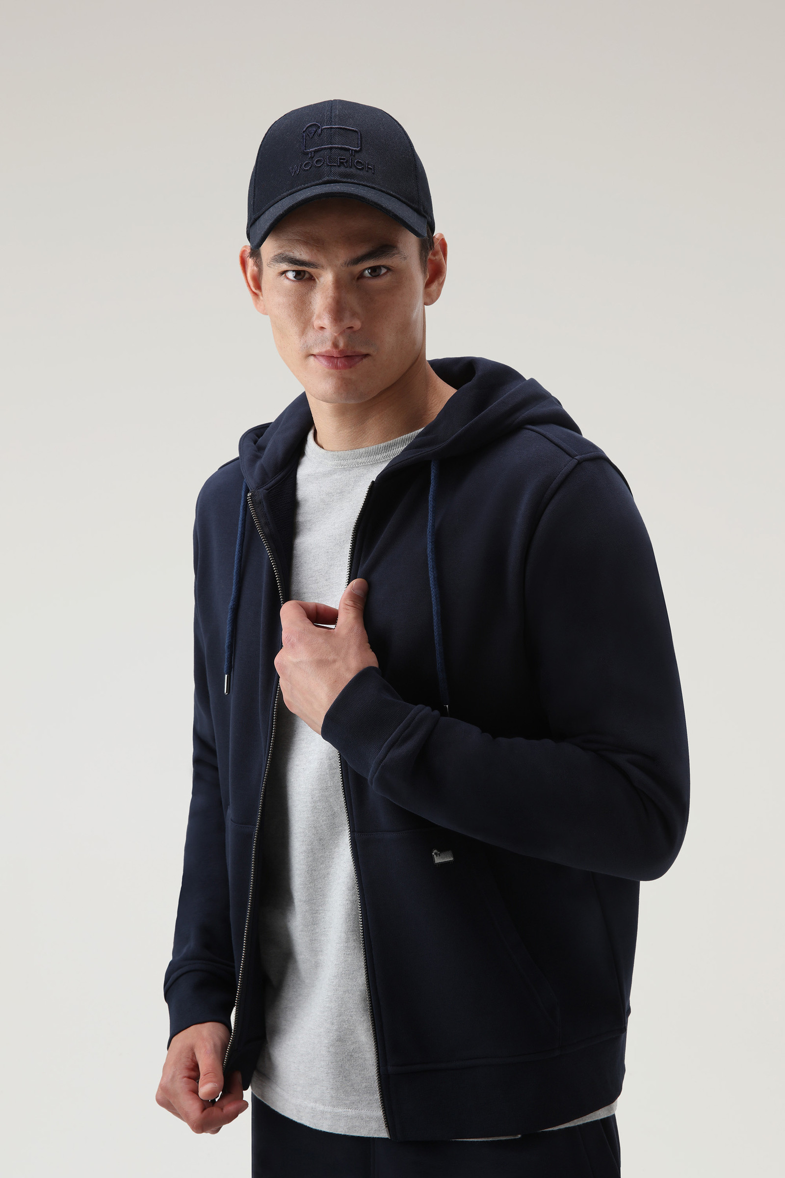 Lichte klassieke capuchontrui met volledige rits blauw photo 4 | Woolrich