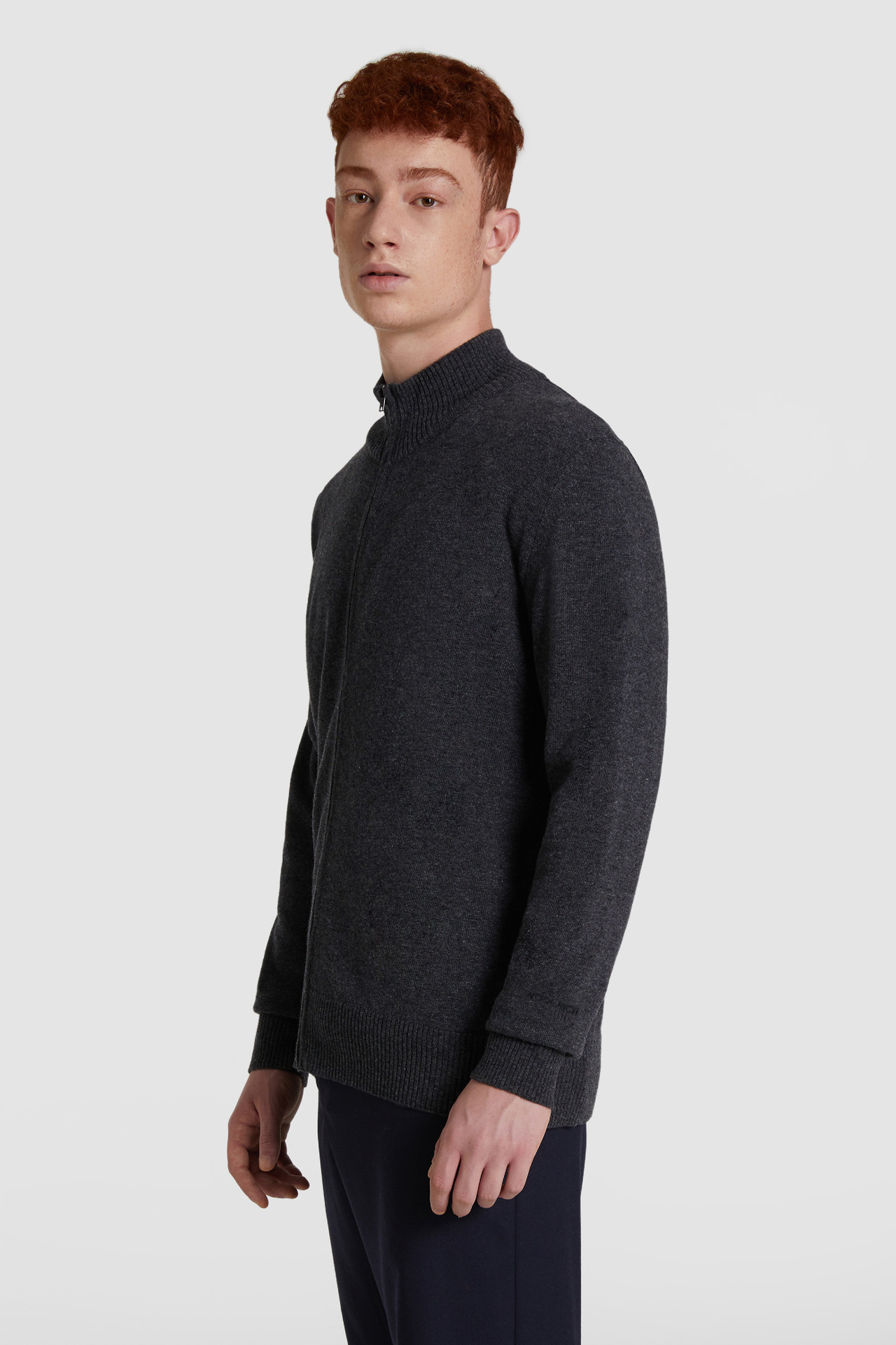 Wollstrickjacke mit Reißverschluss