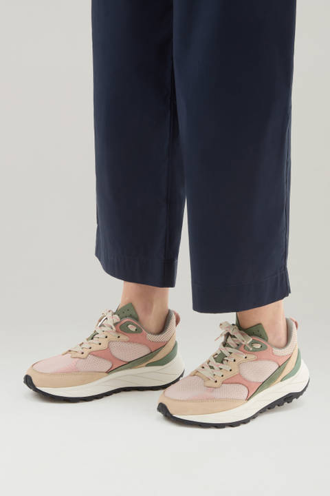 Running Sneakers in Ripstop Fabric and Nubuck Leather Beige photo 2 | Woolrich