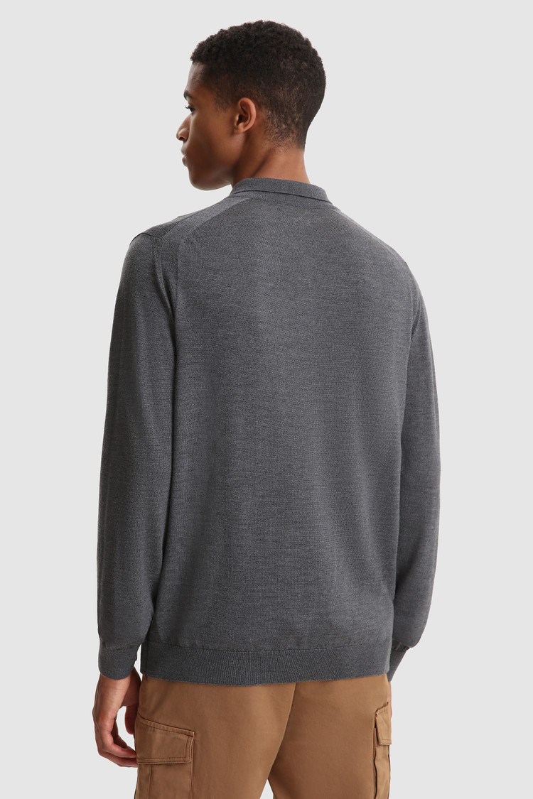 Maglia polo in lana merino extrafine
