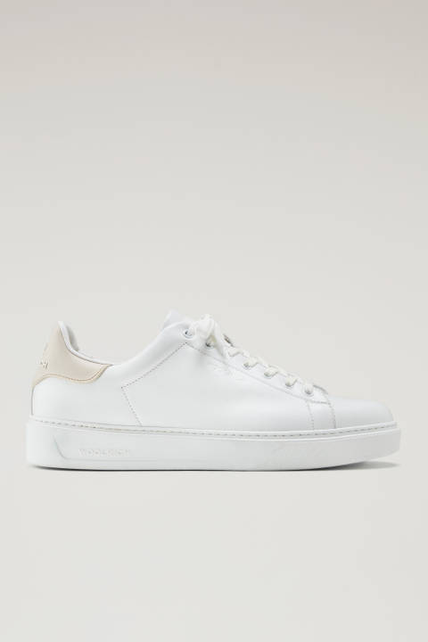 Leather Classic Court Sneakers with Contrasting Details White | Woolrich
