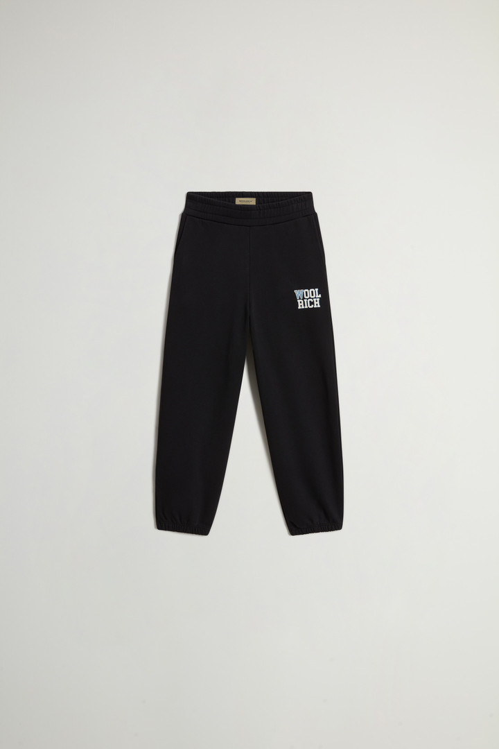 Girls' Pants in Pure Cotton Fleece with Logo Black photo 1 | Woolrich