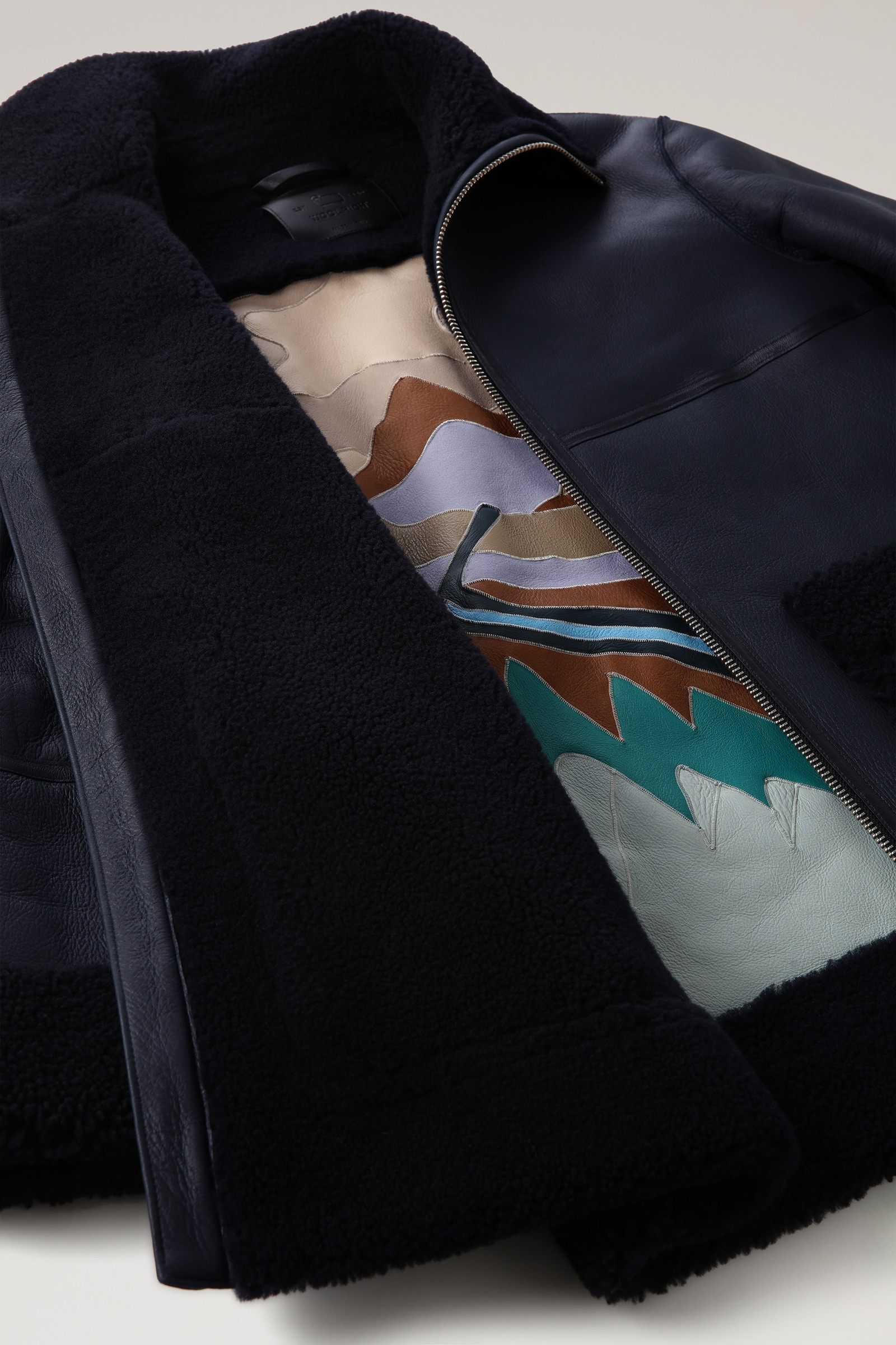 Mantel Harmony aus Merino-Shearling Blau photo 11 | Woolrich