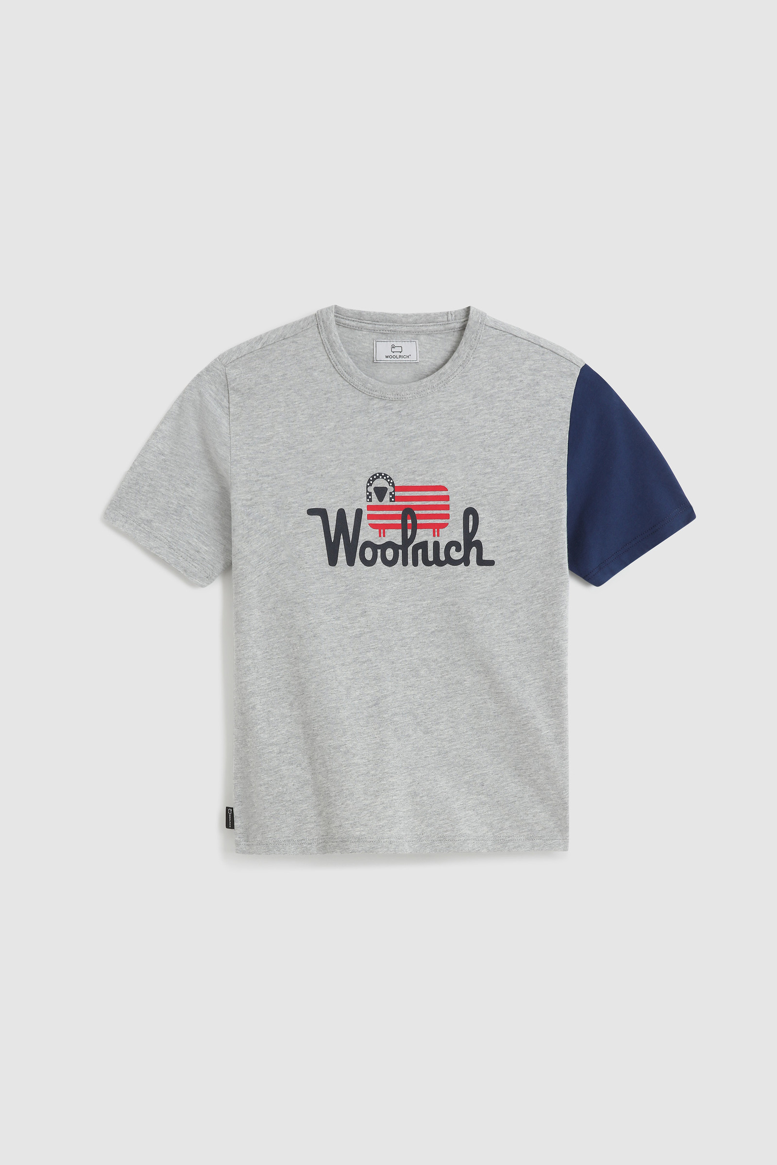 Boy's Flag Tee in Organic Cotton Grey | Woolrich