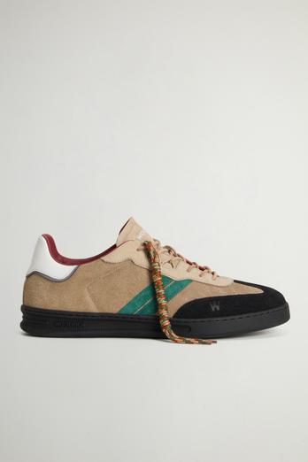 Doubleu Tennis Sneakers in Suede with Side Stripes Beige | Woolrich