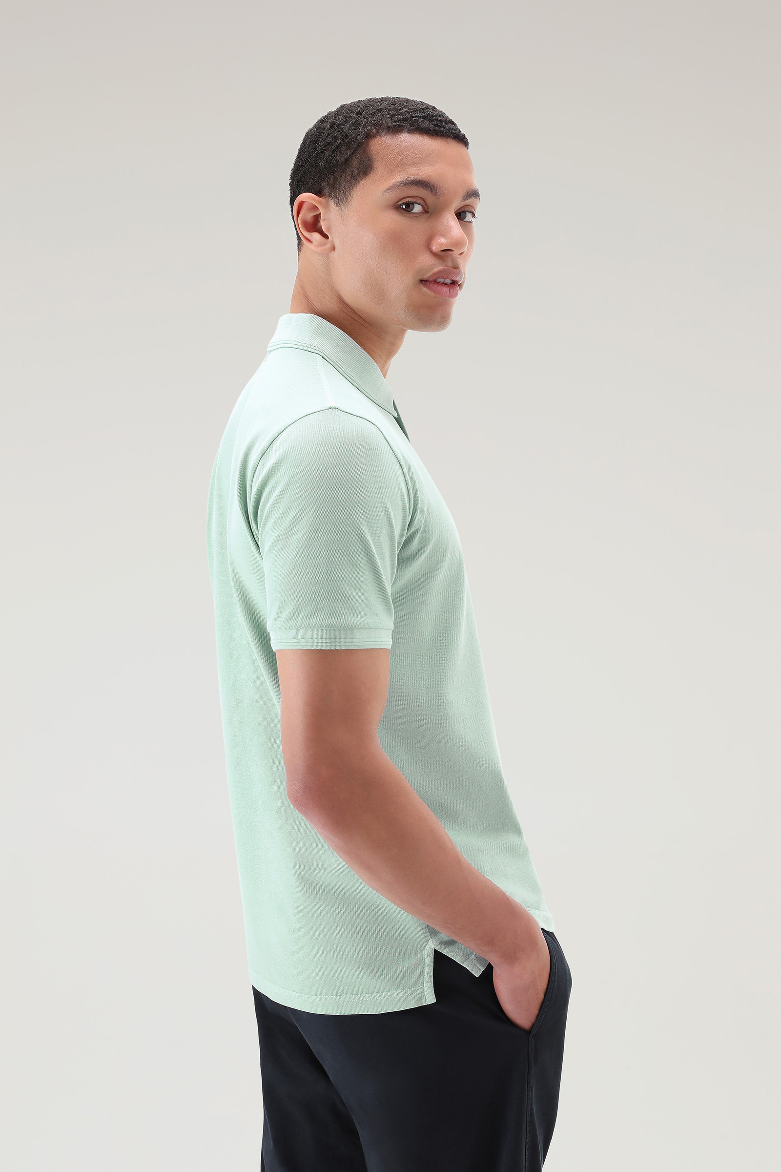 Polo Mackinack tinta in capo in piqué di cotone elasticizzato verde photo 3 | Woolrich