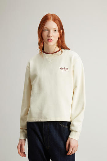 Rundhals-Sweatshirt aus reiner Baumwolle Weiß | Woolrich
