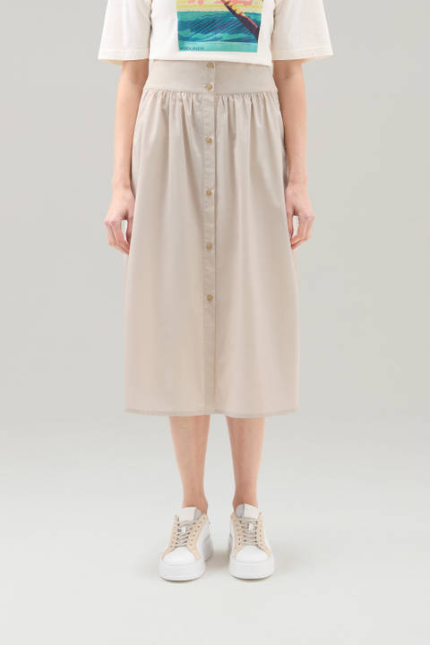 Midi Skirt in Pure Cotton Poplin Beige | Woolrich