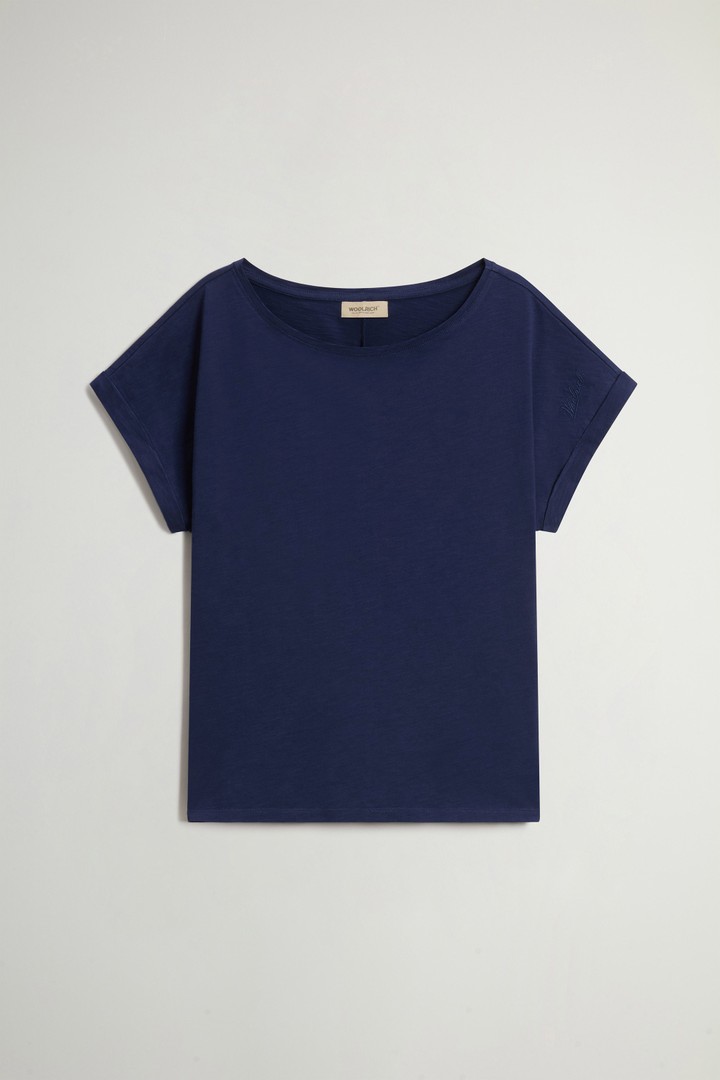 Woolrich donna T-shirt in puro cotone fiammato Blu Taglia XL
