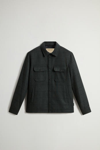 Alaskan Padded Overshirt in Checked Italian Wool Blend Green photo 1 | Woolrich
