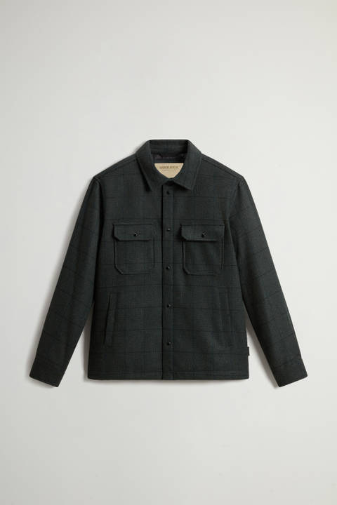 Kariertes, wattiertes Alaskan Overshirt aus italienischer Wollmischung Grün photo 2 | Woolrich