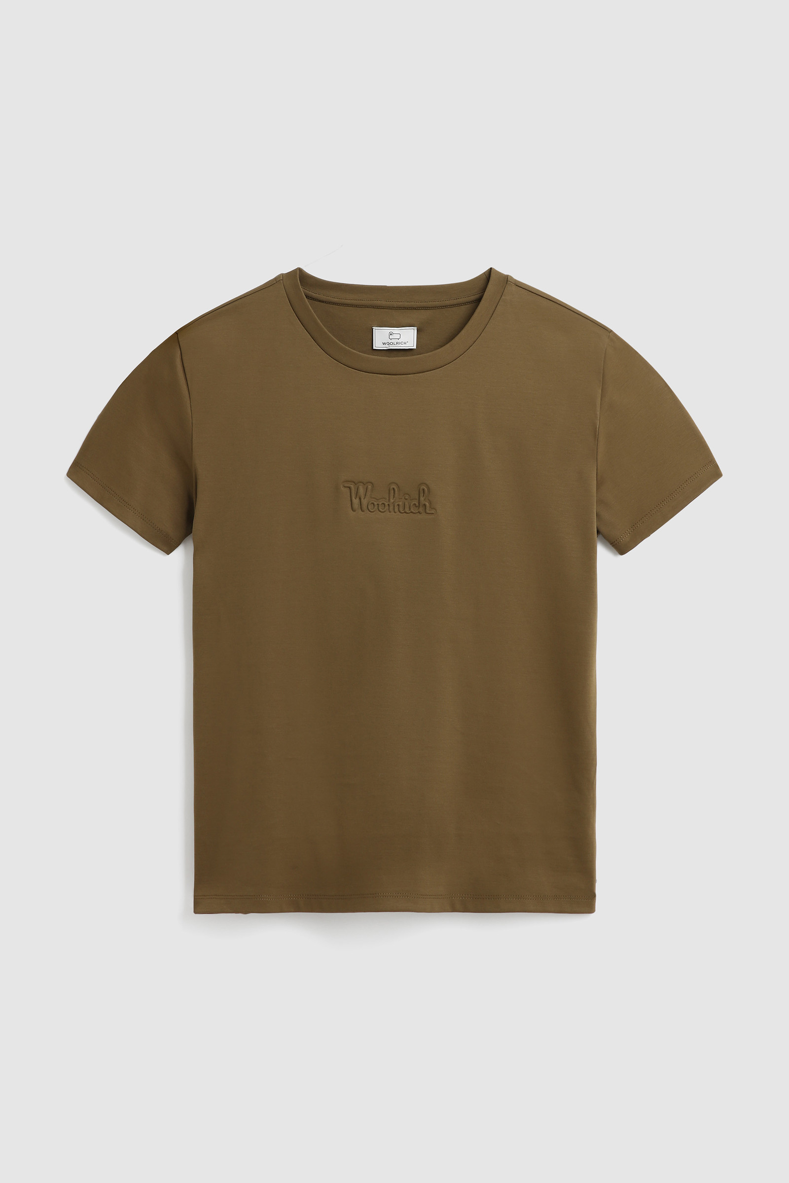 Camiseta de algodón elástico con logotipo vintage en relieve verde photo 4 | Woolrich