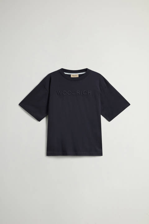 T-shirt in Pure Pima Cotton with Chest Logo Black photo 2 | Woolrich