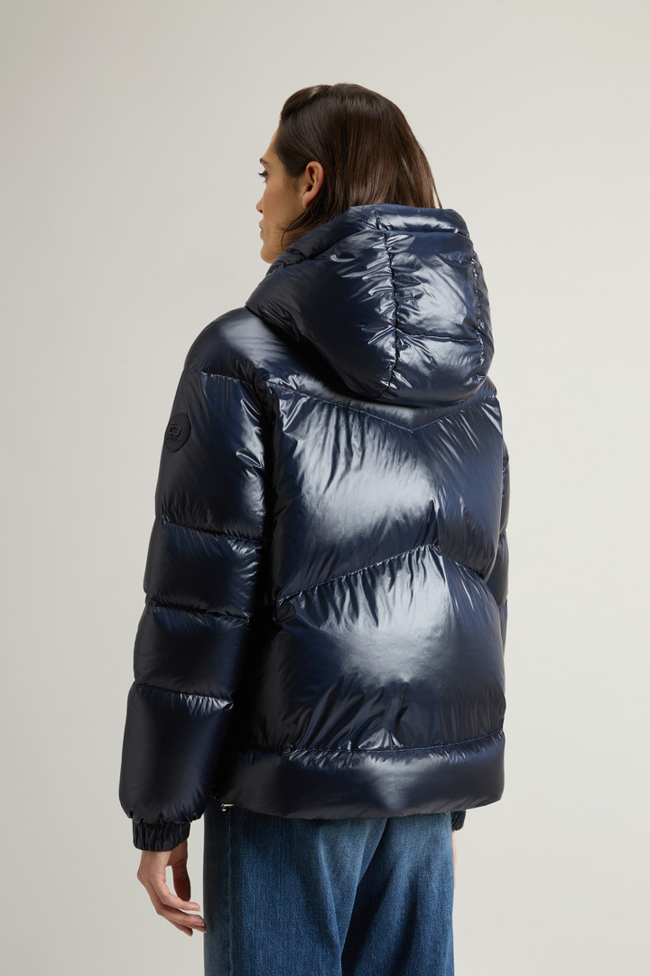 Aliquippa Short Down Jacket in Glossy Nylon Blue photo 3 | Woolrich