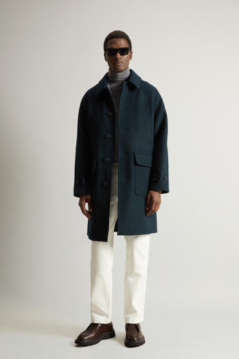 Melton Virgin Wool Blend Coat Blue | Woolrich