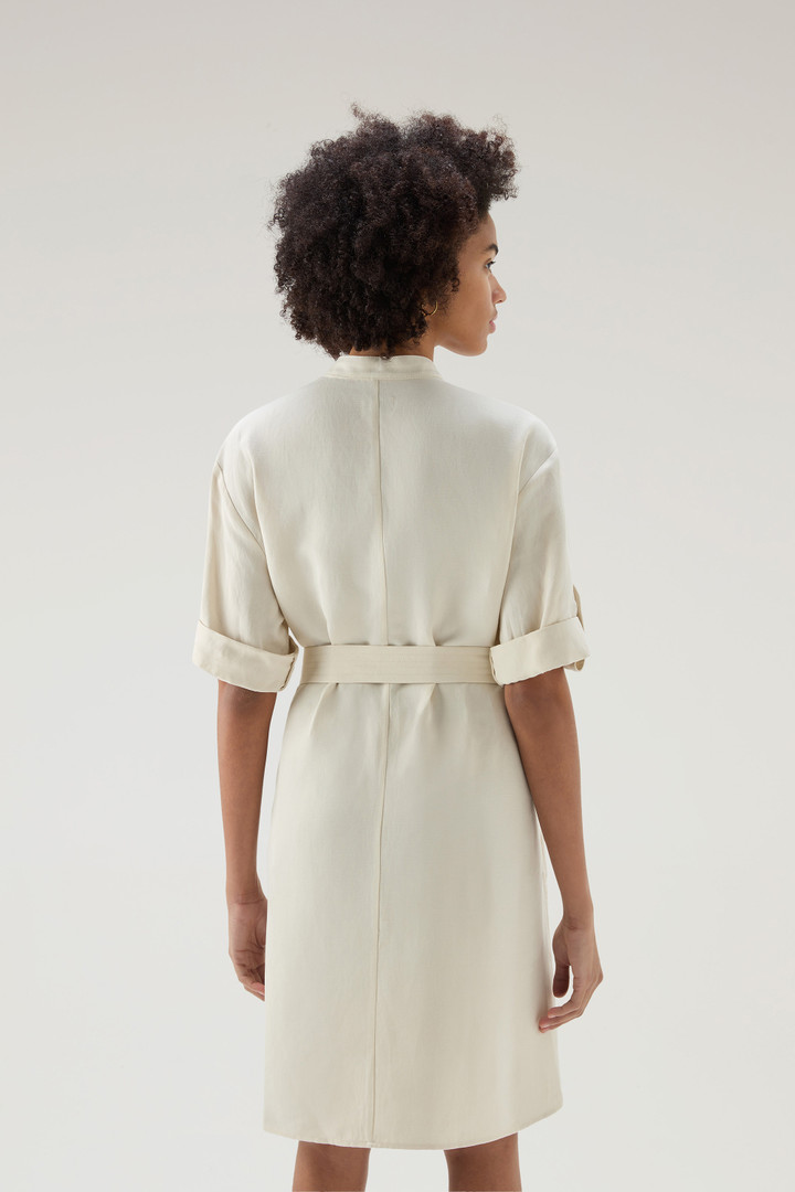 Belted Utility Dress in Linen Blend White photo 3 | Woolrich