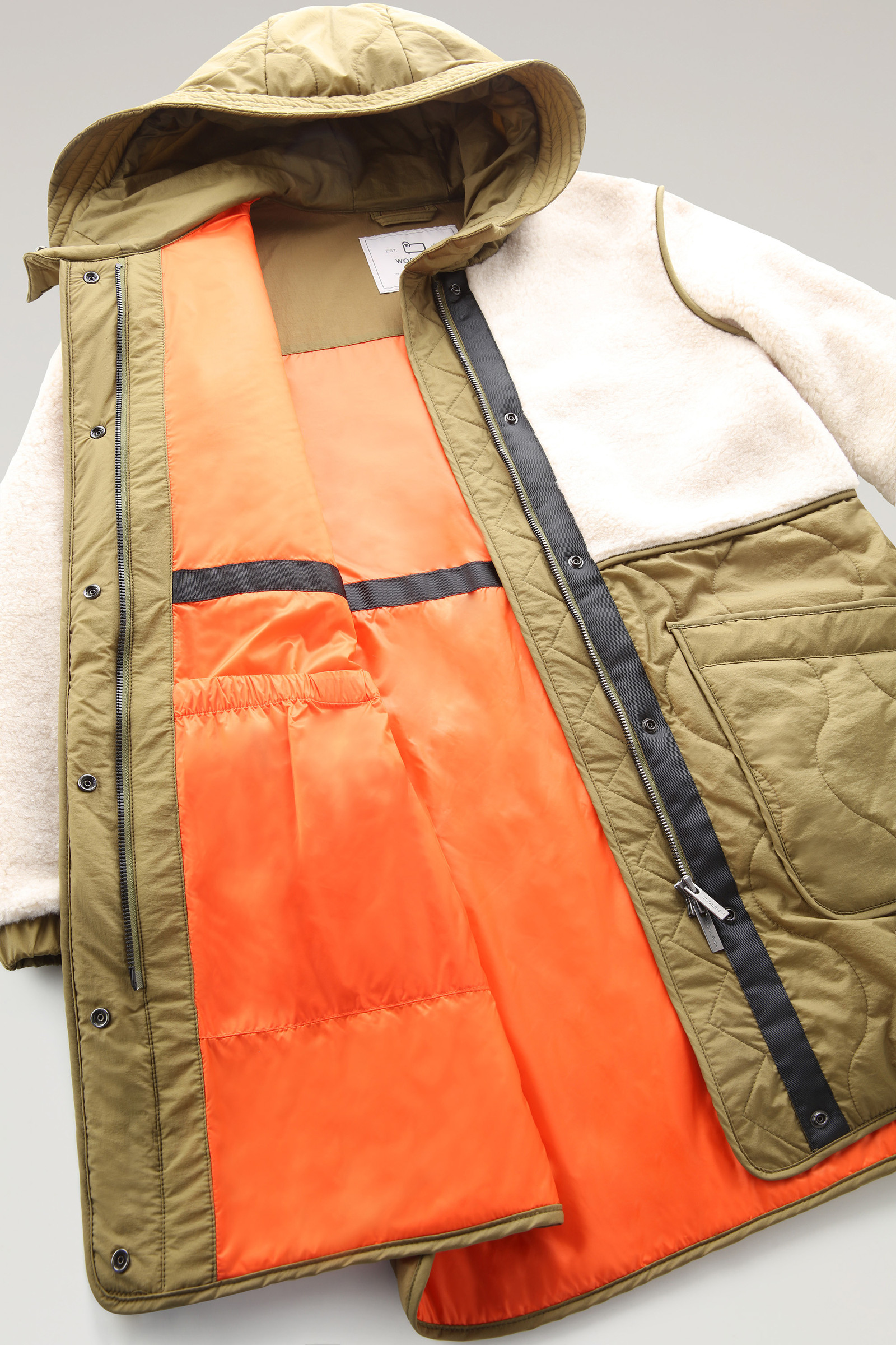 Alba Parka in Crinkle Nylon and Sherpa Green photo 10 | Woolrich
