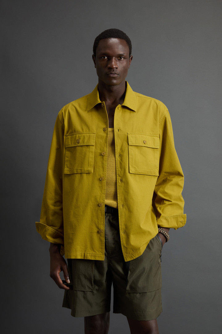 Woolrich Man Garment-Dyed Pure Cotton Ripstop Shirt By Todd Snyder Yellow Size L