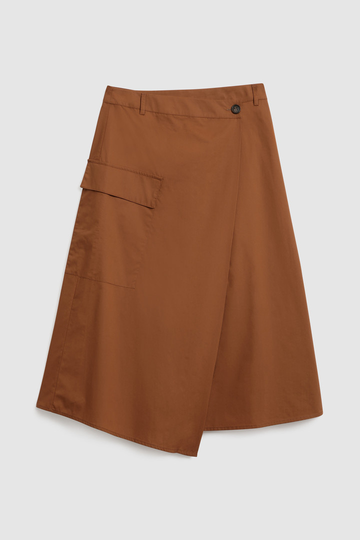Jupe portefeuille en popeline de coton marron photo 4 | Woolrich