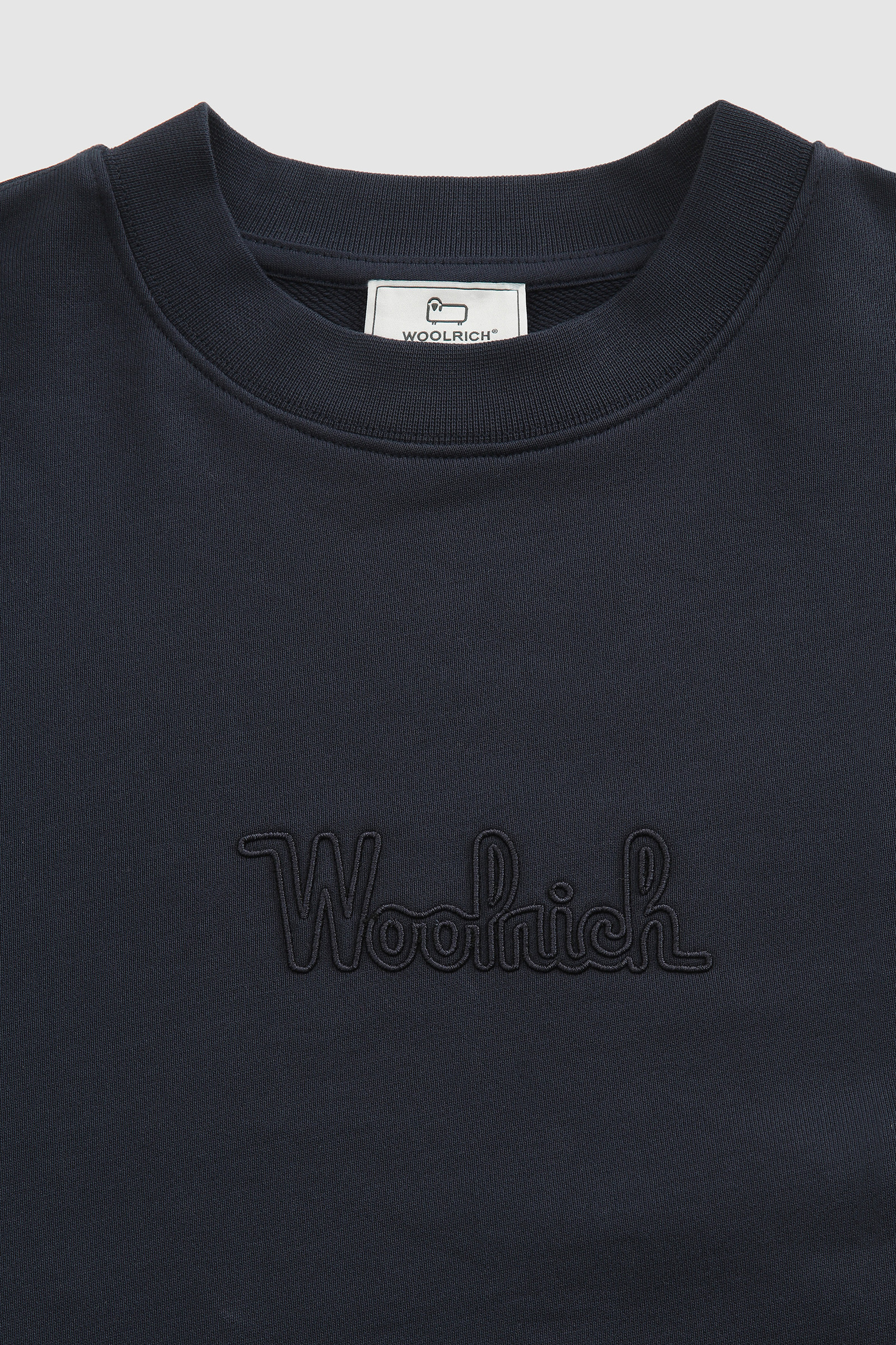 Sudadera de cuello redondo con logotipo frontal bordado azul photo 5 | Woolrich
